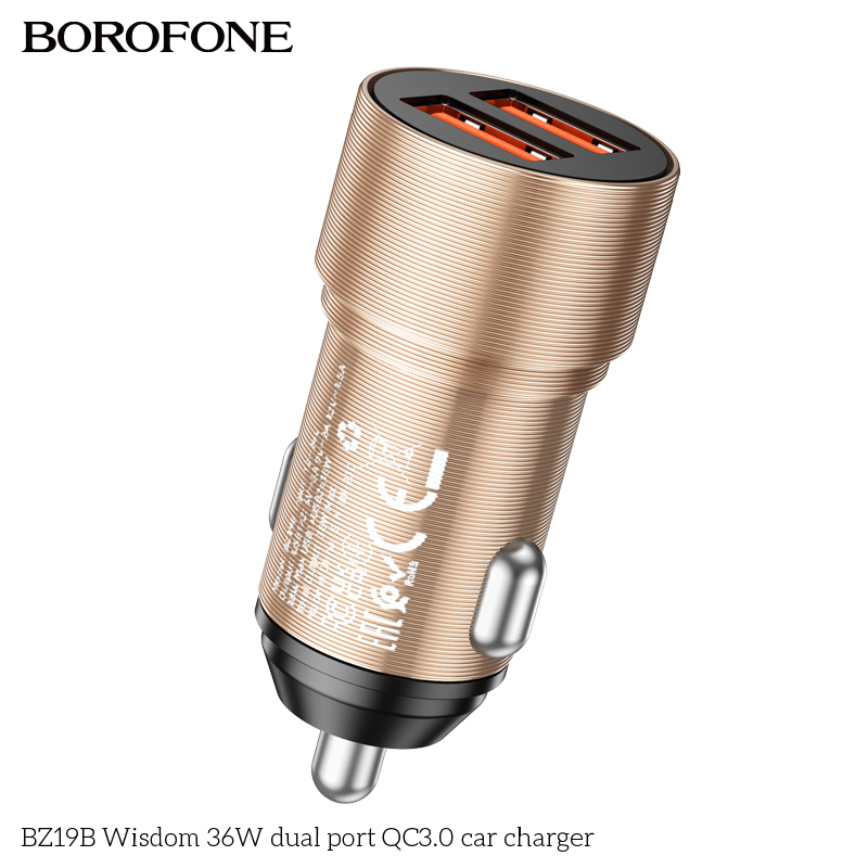 BOROFONE BZ19B Wisdom dual USB-A car charger 36 W NZ 6